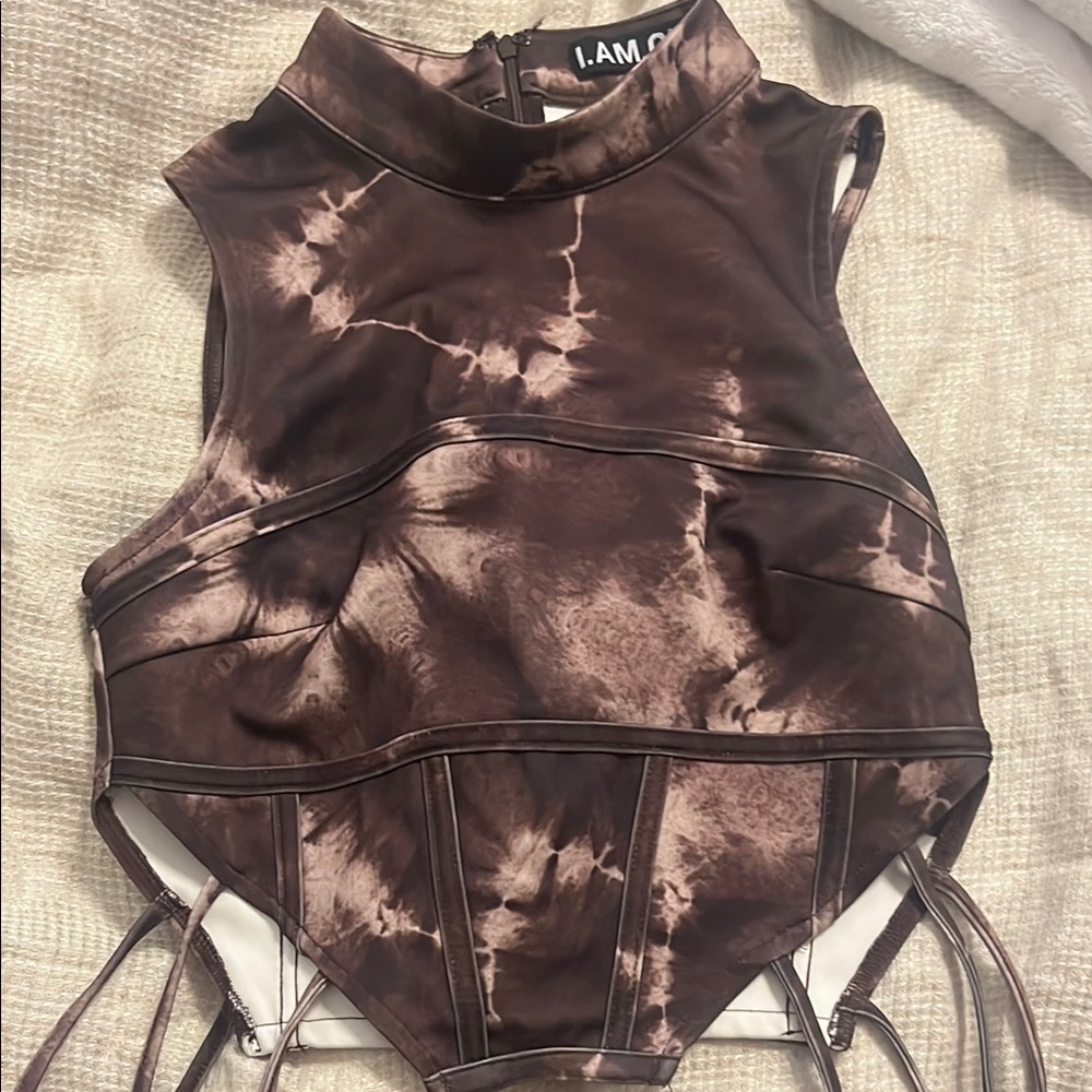 I.AM.GIA Women's Brown Tie-Dye Top